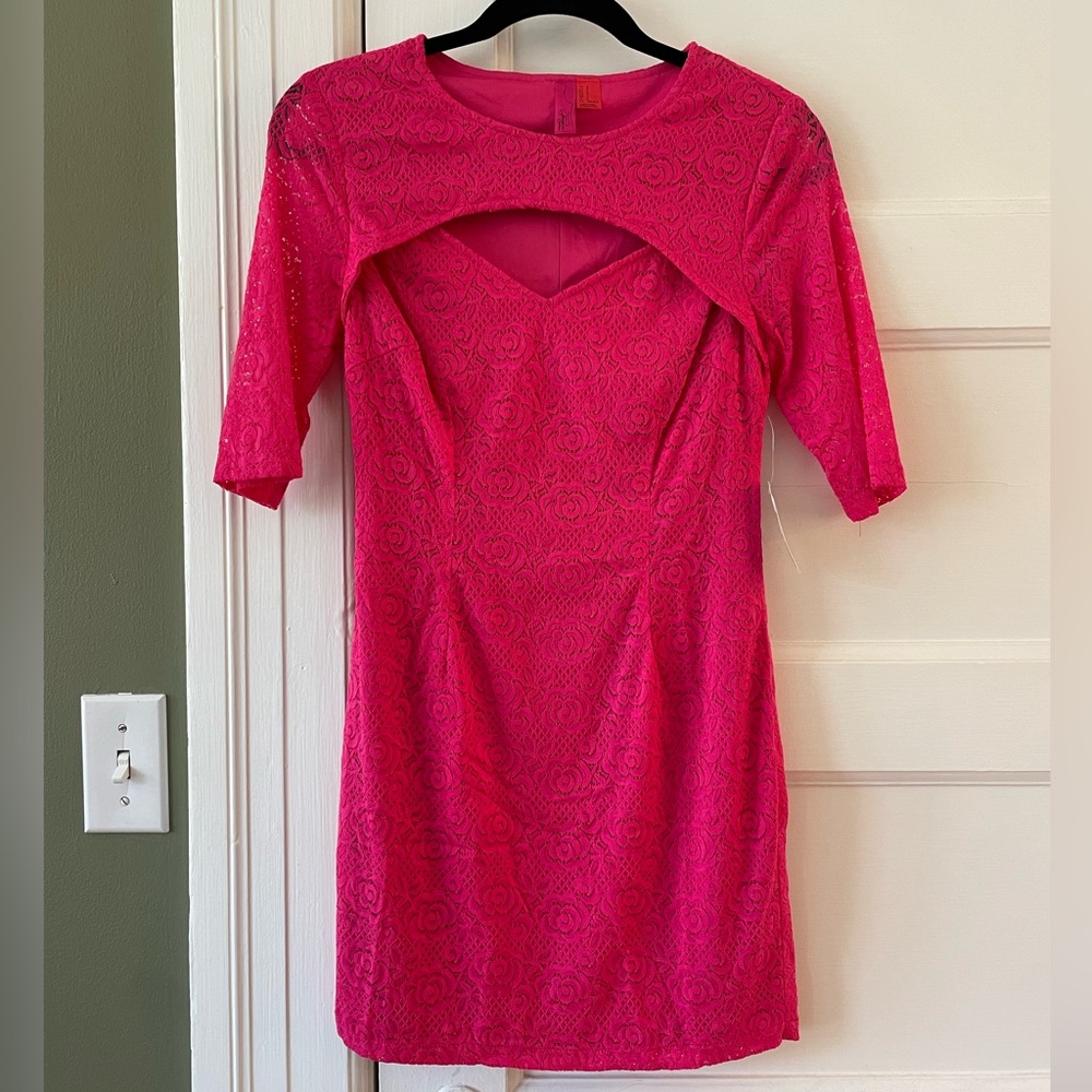 Forever 21 Hot Pink Sweetheart Neckline Mini Dress